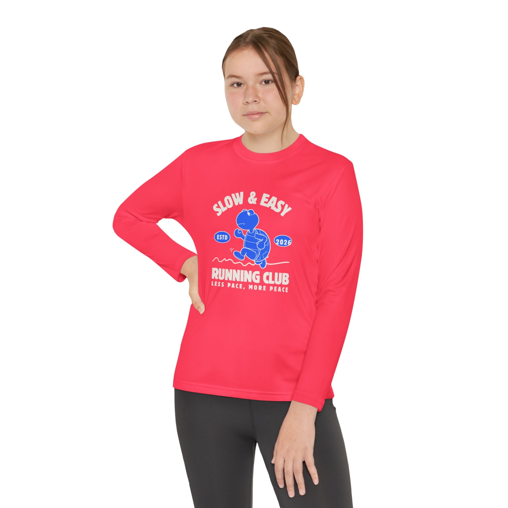 Youth Long Sleeve Tee — "Slow & Easy" Blue Turtle Surf Club Graphic