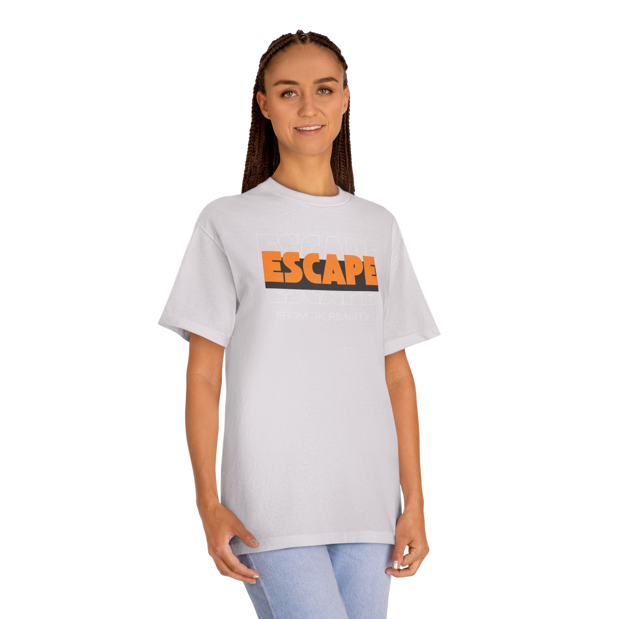 Escape Graphic Tee — Retro Orange Block Letter Unisex Shirt