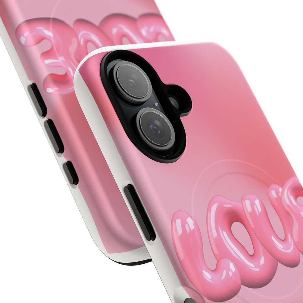 Phone Case — Pink "LOVE" 3D Bubble Tough Magnetic Protective Case