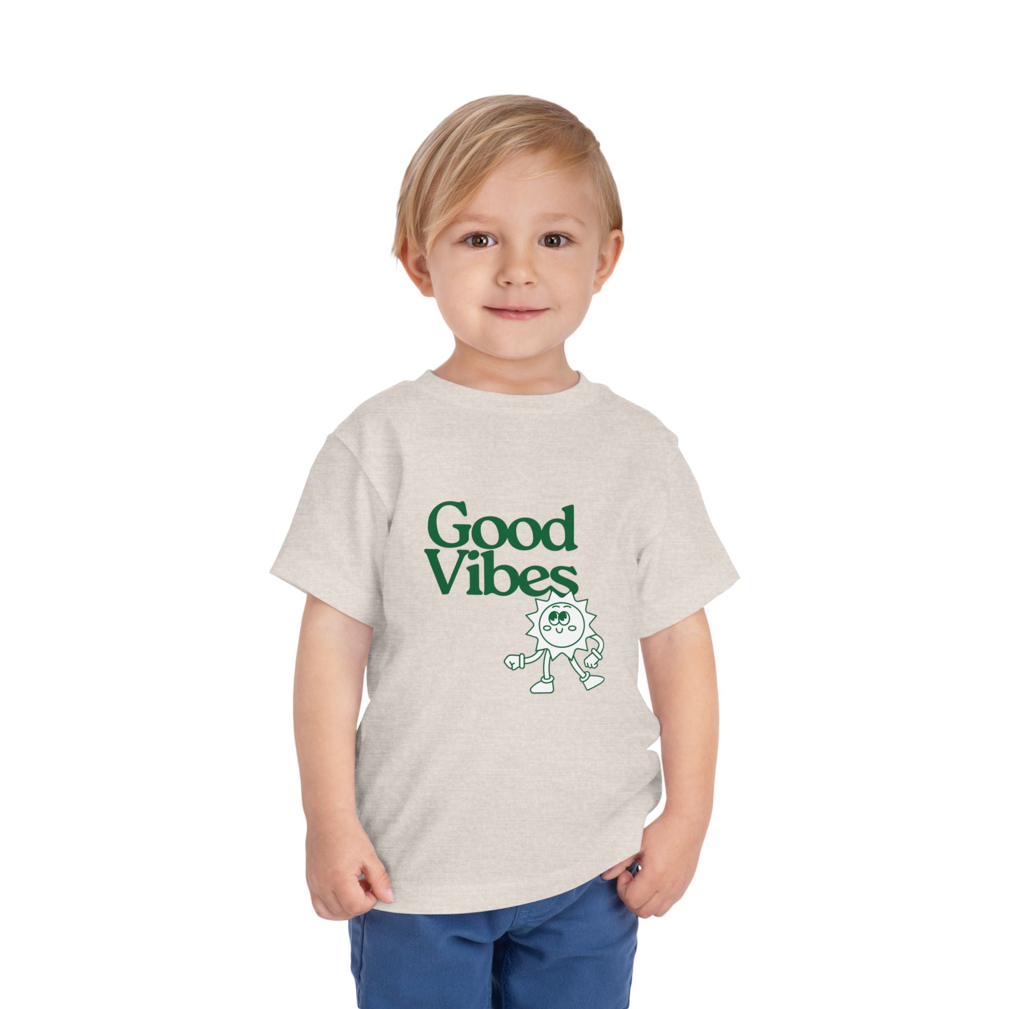 Good Vibes Toddler Tee — Cute Retro Sun Graphic Kids T‑Shirt