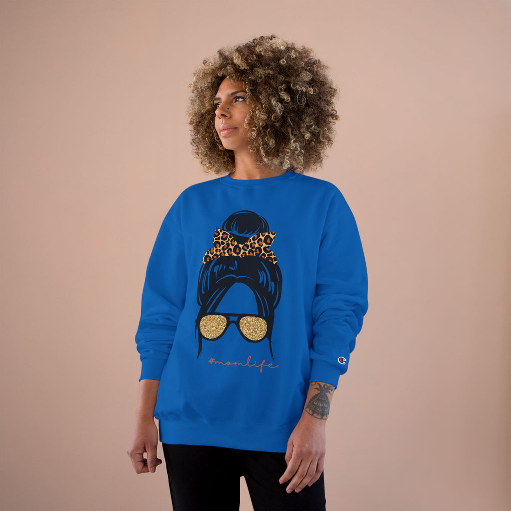 Women’s Leopard Messy Bun Sweatshirt — Mama Life Crewneck