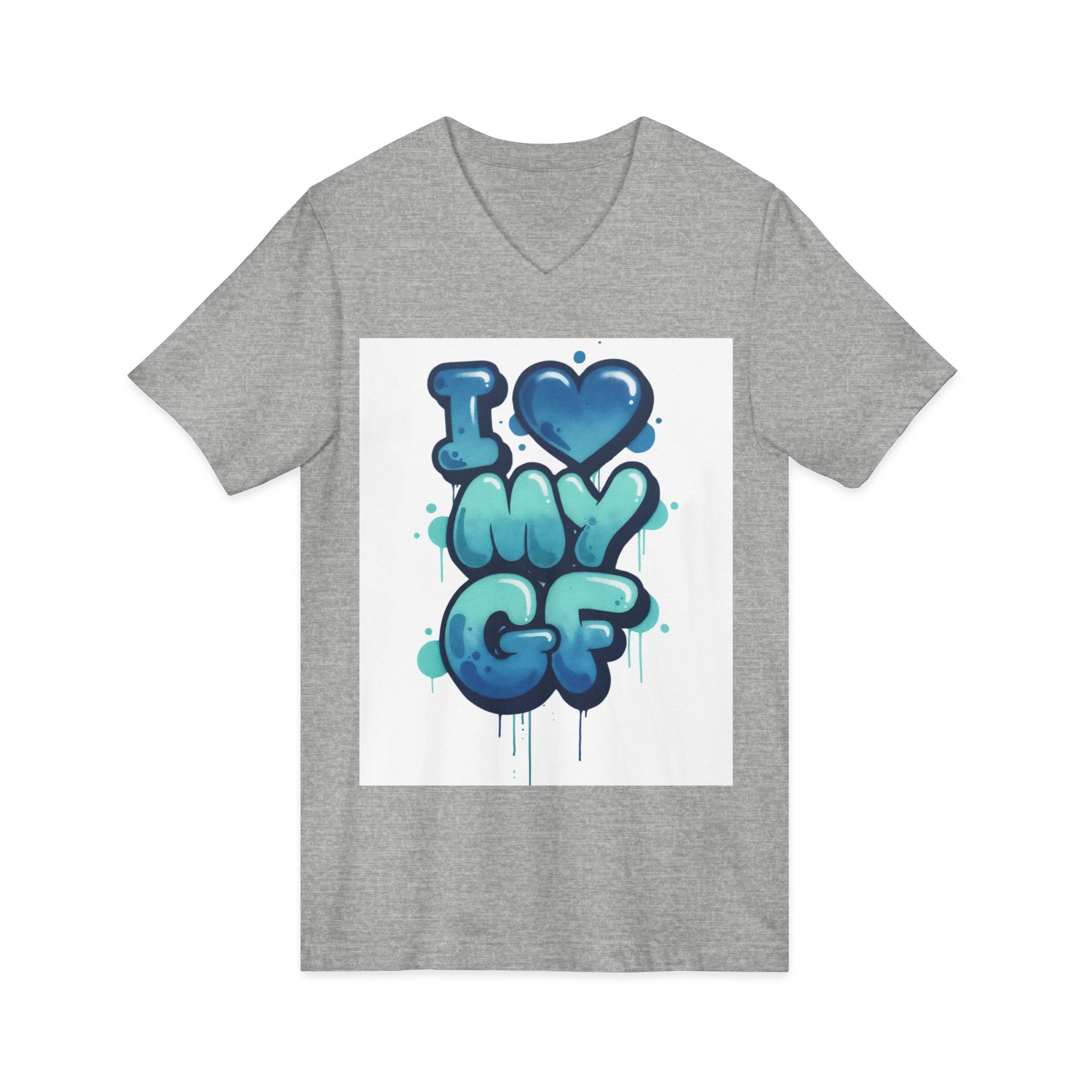 Unisex I Love My GF V-Neck T-Shirt — Cute Graffiti Couple Tee