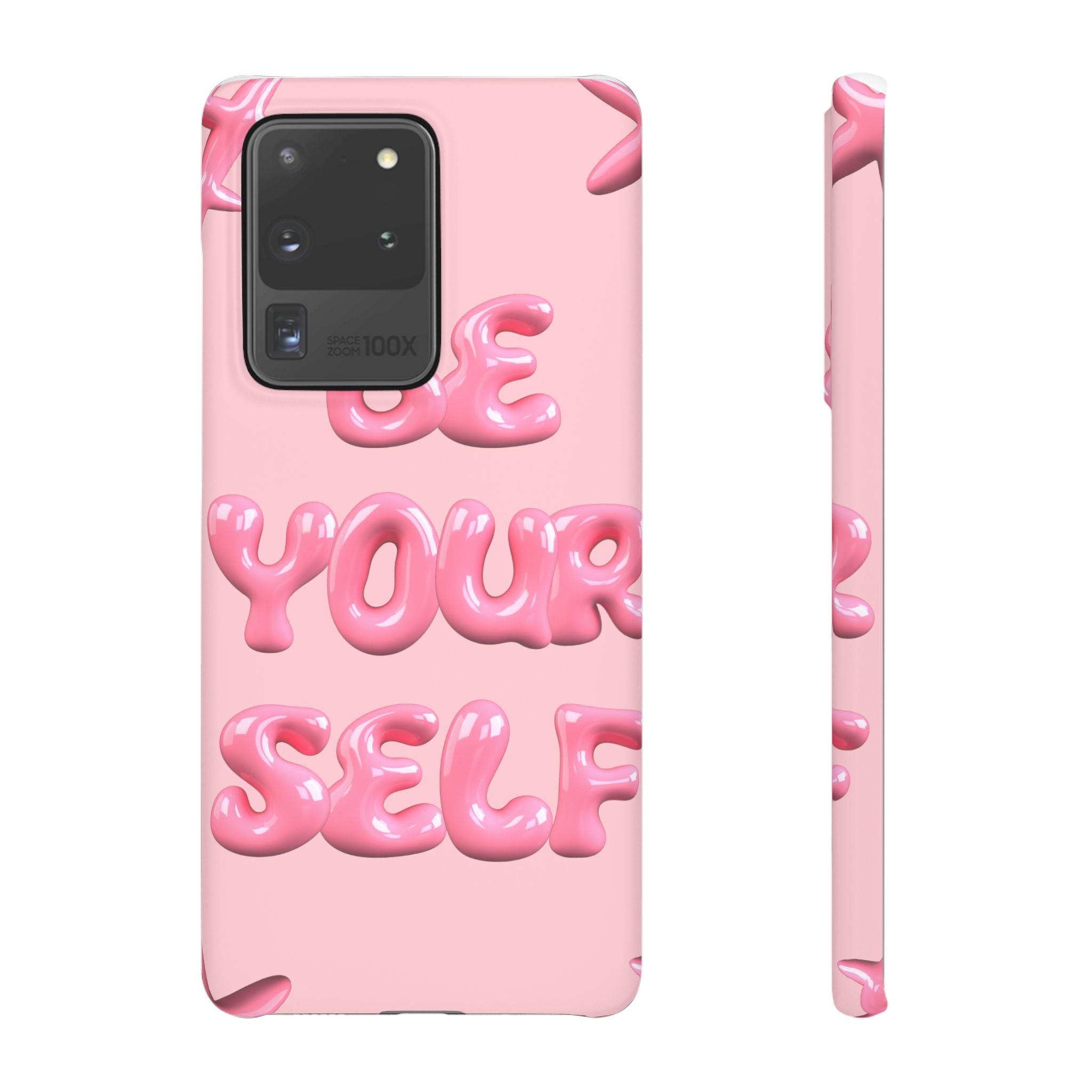 Phone Case - "Be Yourself" Pink Bubble Typography Snap Case