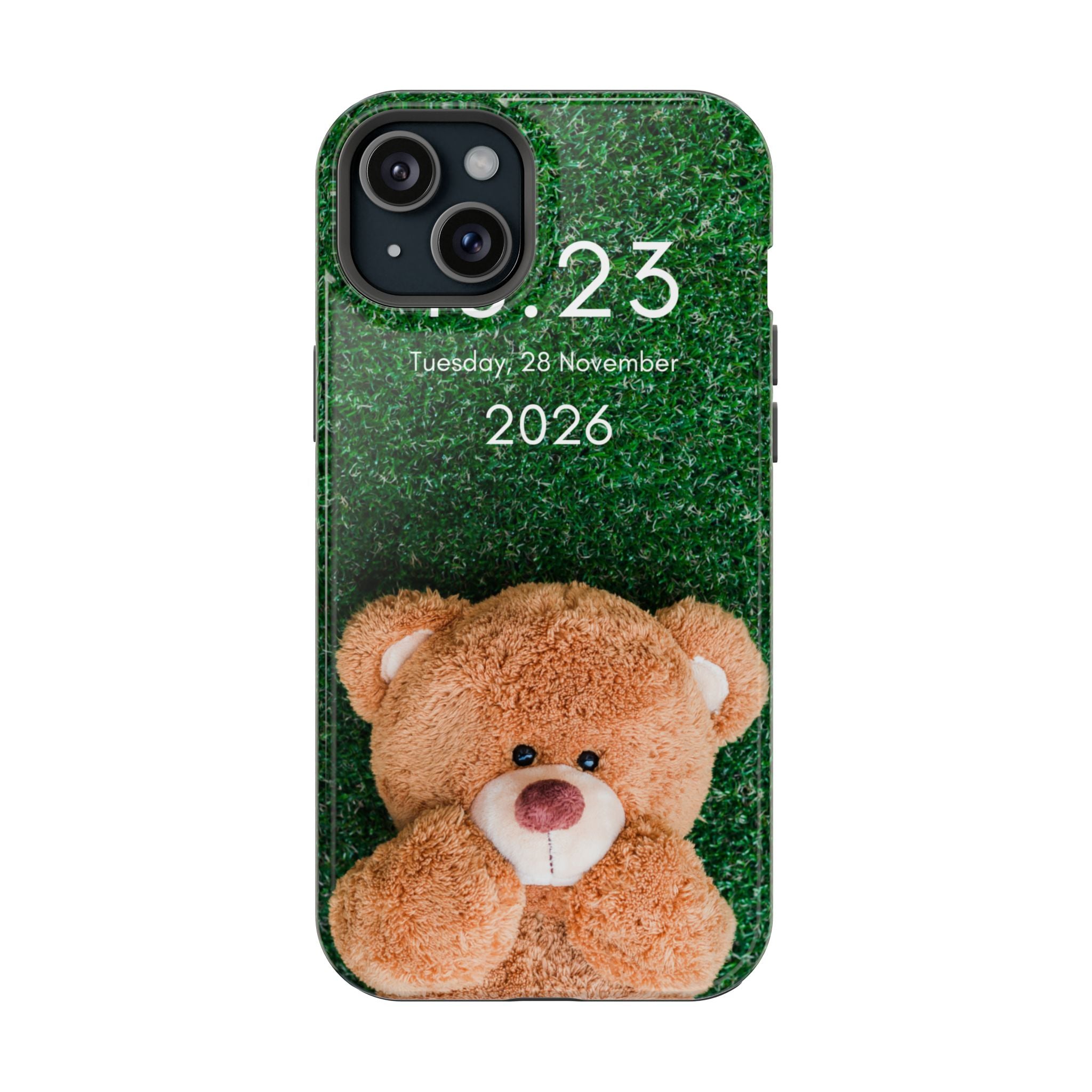 Teddy Bear Grass Phone Case — Cute Plush Toy Design Impact-Resistant Case