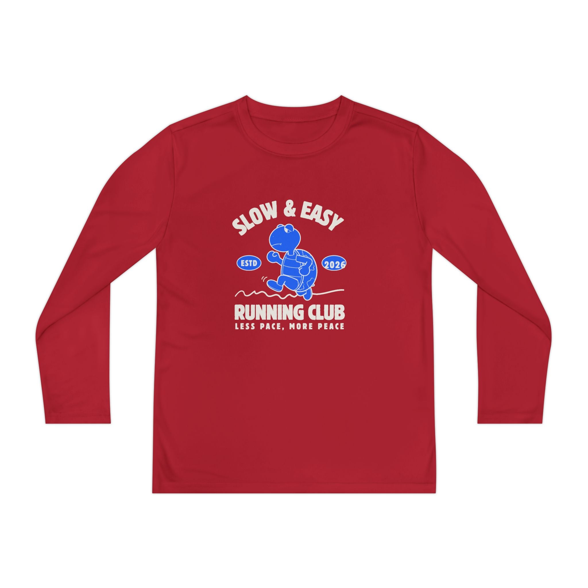 Youth Long Sleeve Tee — "Slow & Easy" Blue Turtle Surf Club Graphic