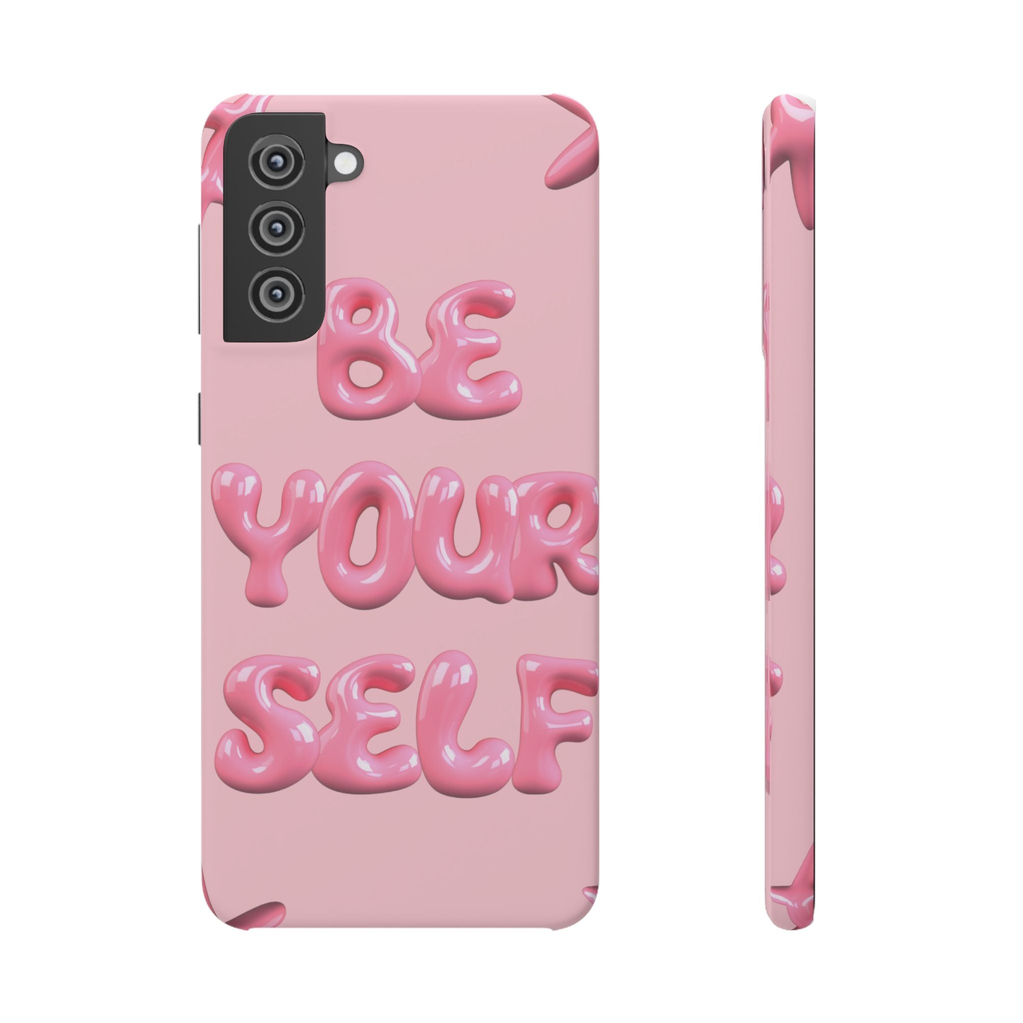 Phone Case - "Be Yourself" Pink Bubble Typography Snap Case