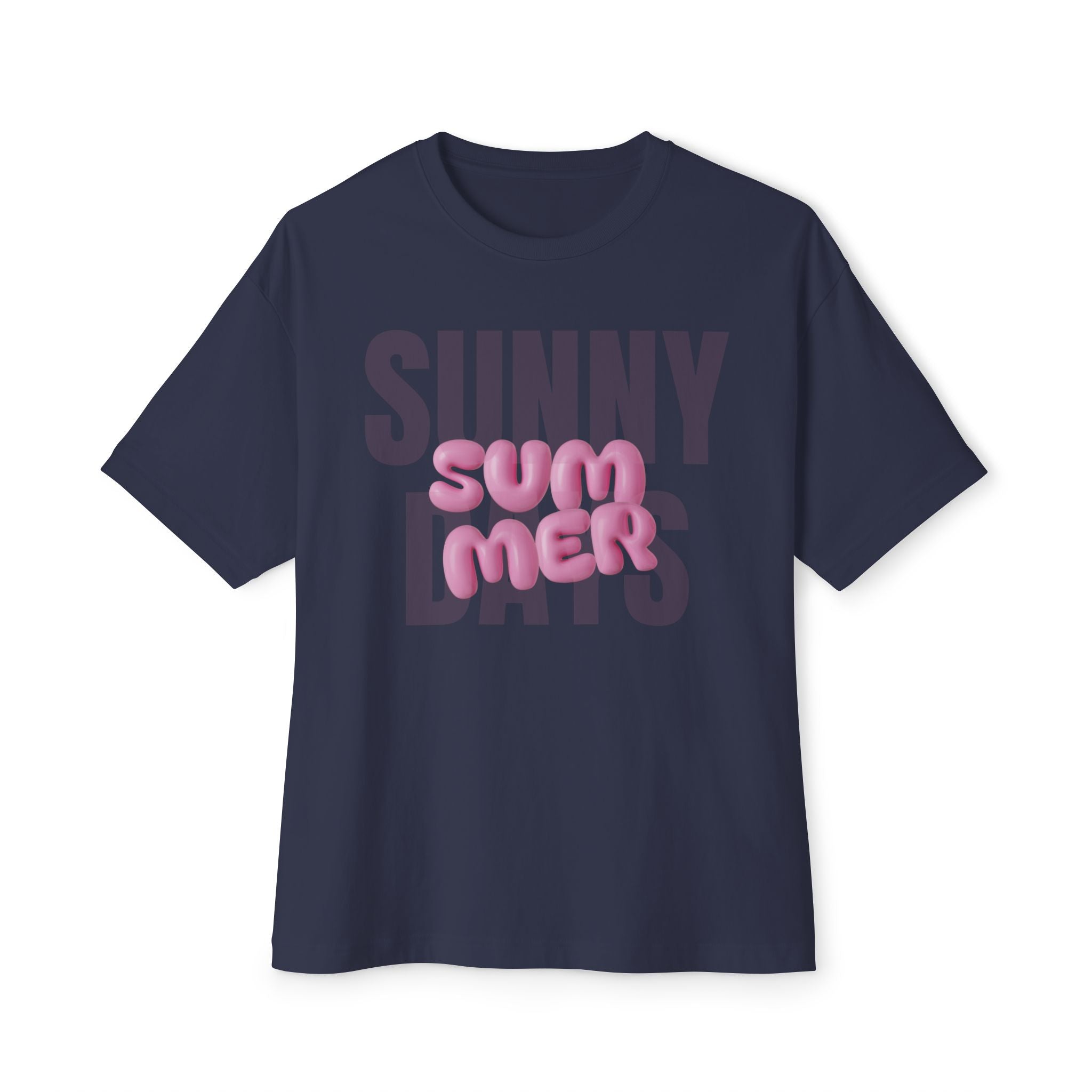 Unisex Summer Bubble Tee — Pink Puffed Letter Graphic T-Shirt