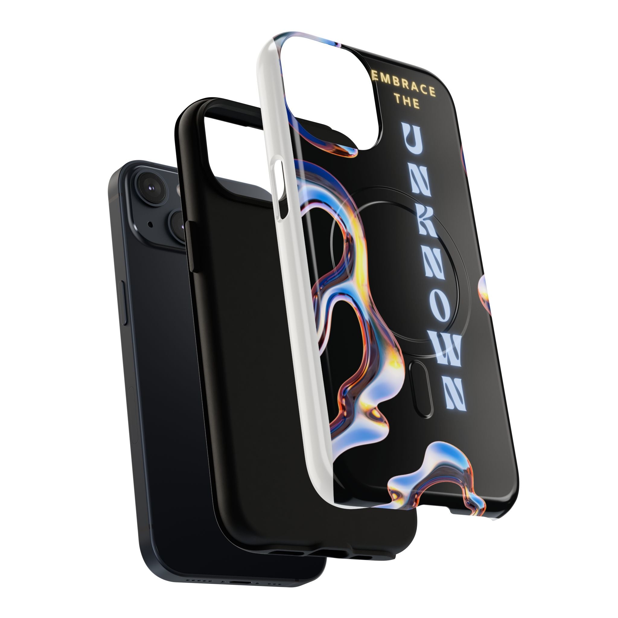 Tough Magnetic Case — "Embrace the Unknown" Black Iridescent Phone Cover