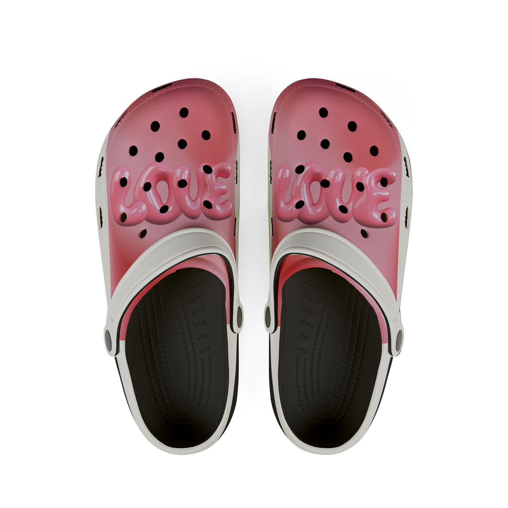 Pink 'LOVE' EVA Foam Clogs - Comfortable Casual Slip-On Shoes