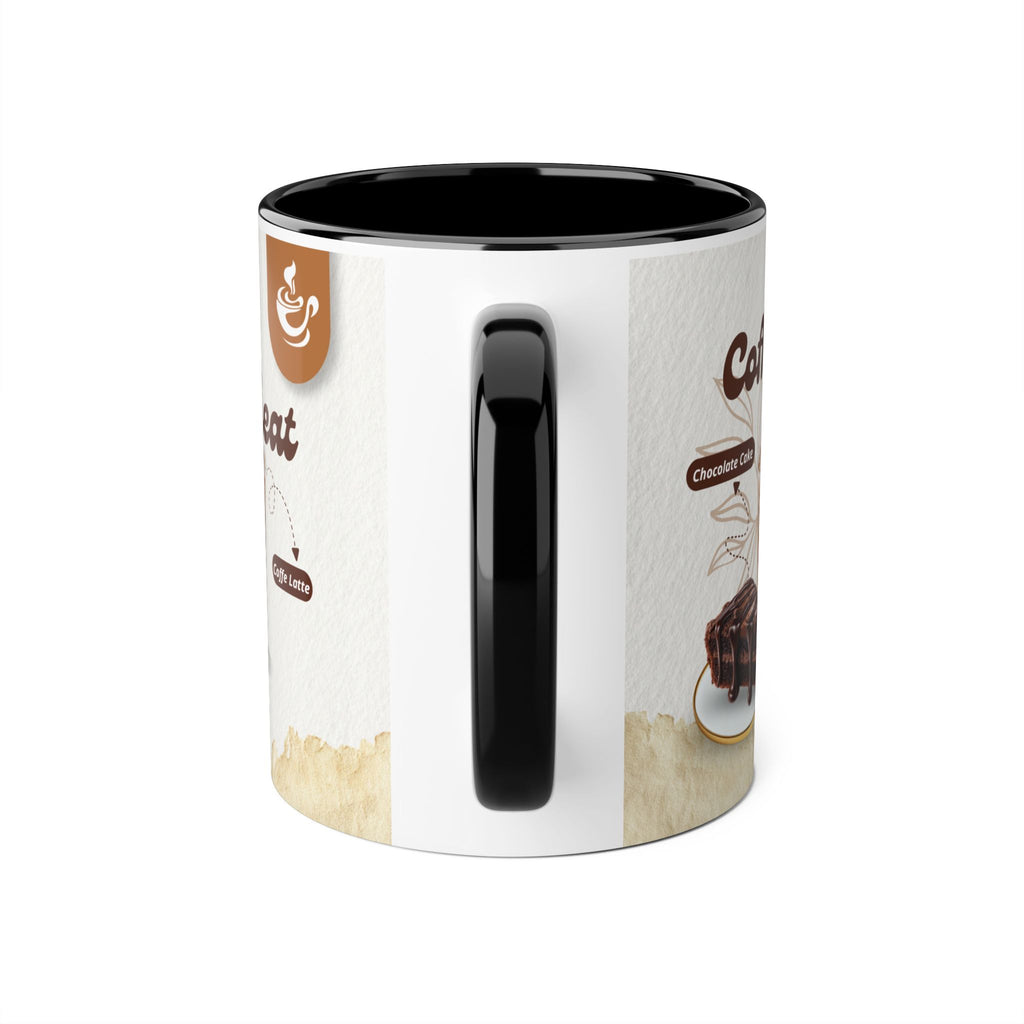 Coffee Treat Mug — 11oz Accent Ceramic Coffee Mug with Chocolate Cake Design