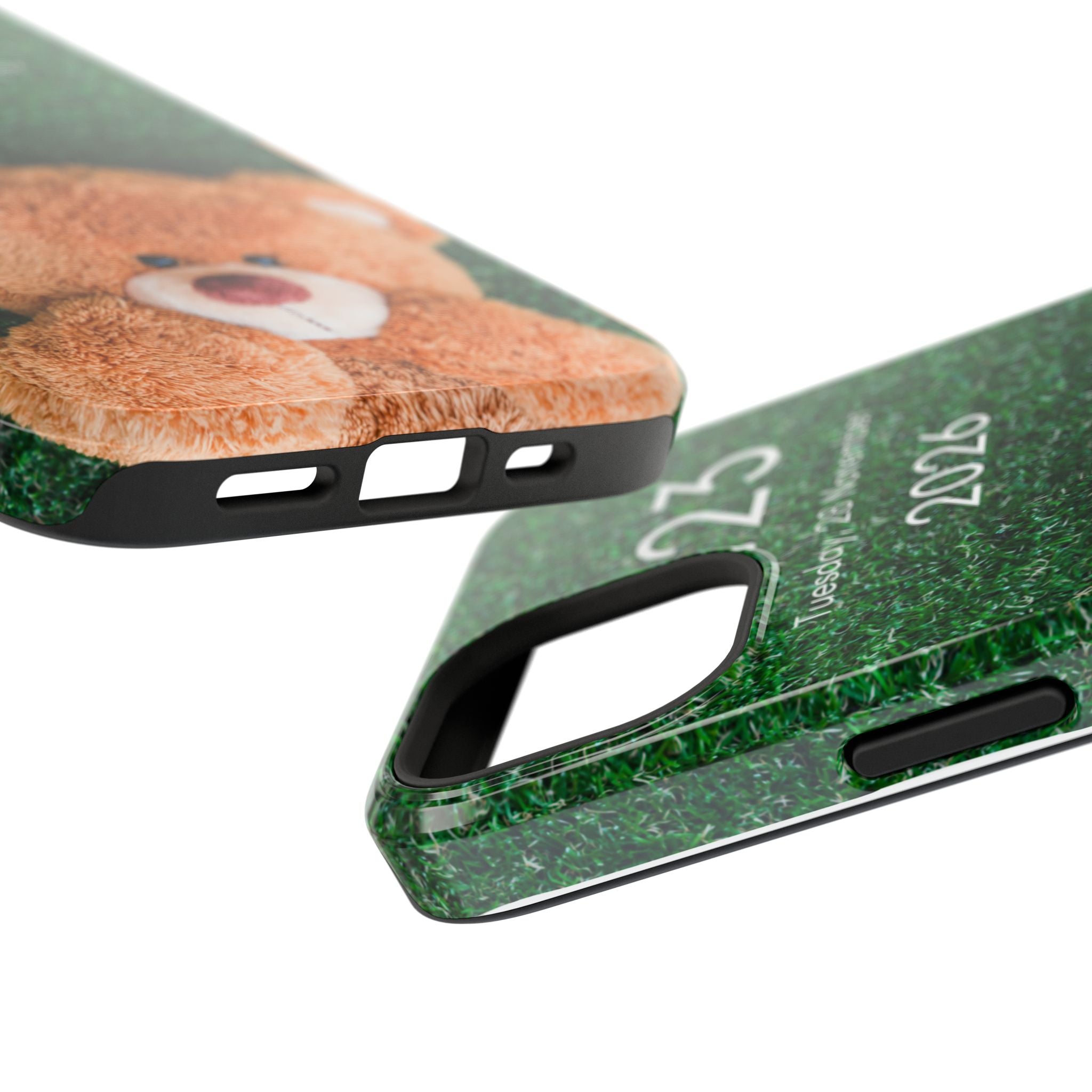 Teddy Bear Grass Phone Case — Cute Plush Toy Design Impact-Resistant Case