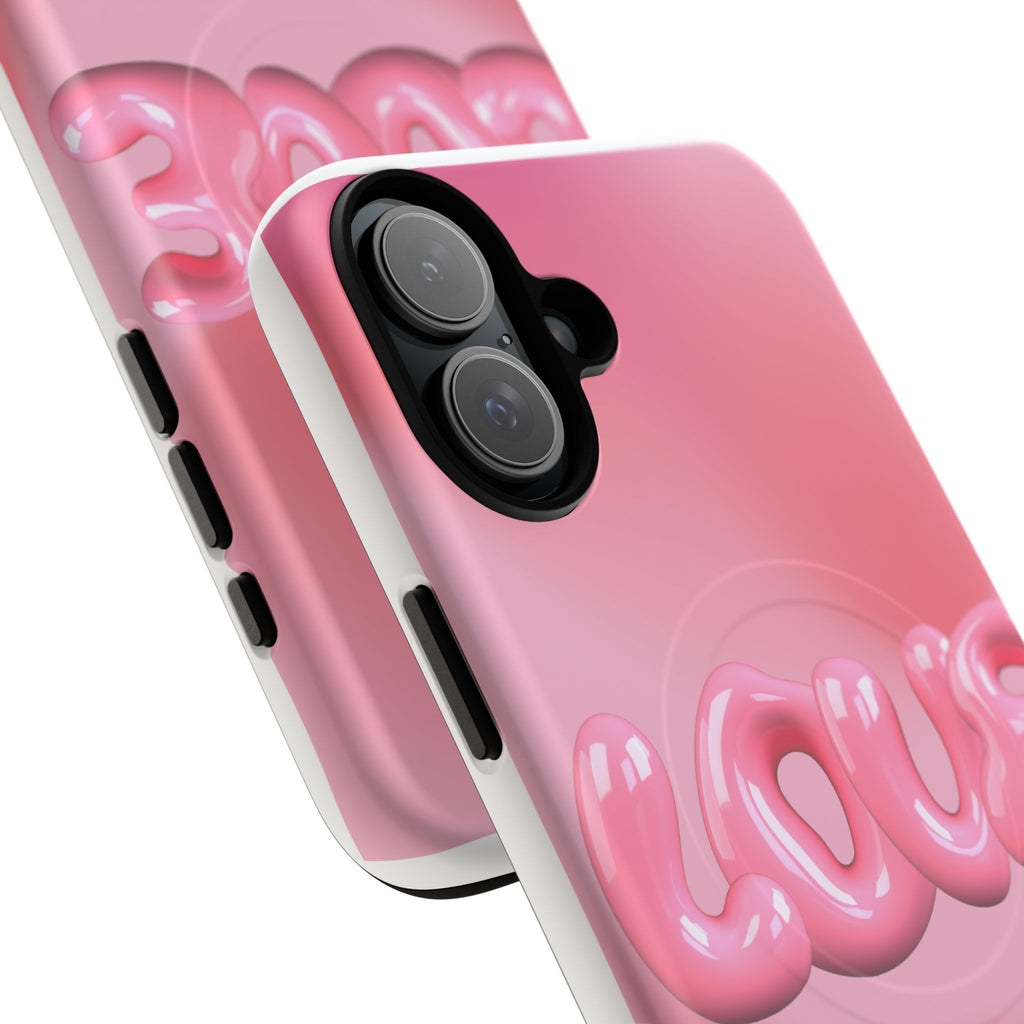 Phone Case — Pink "LOVE" 3D Bubble Tough Magnetic Protective Case