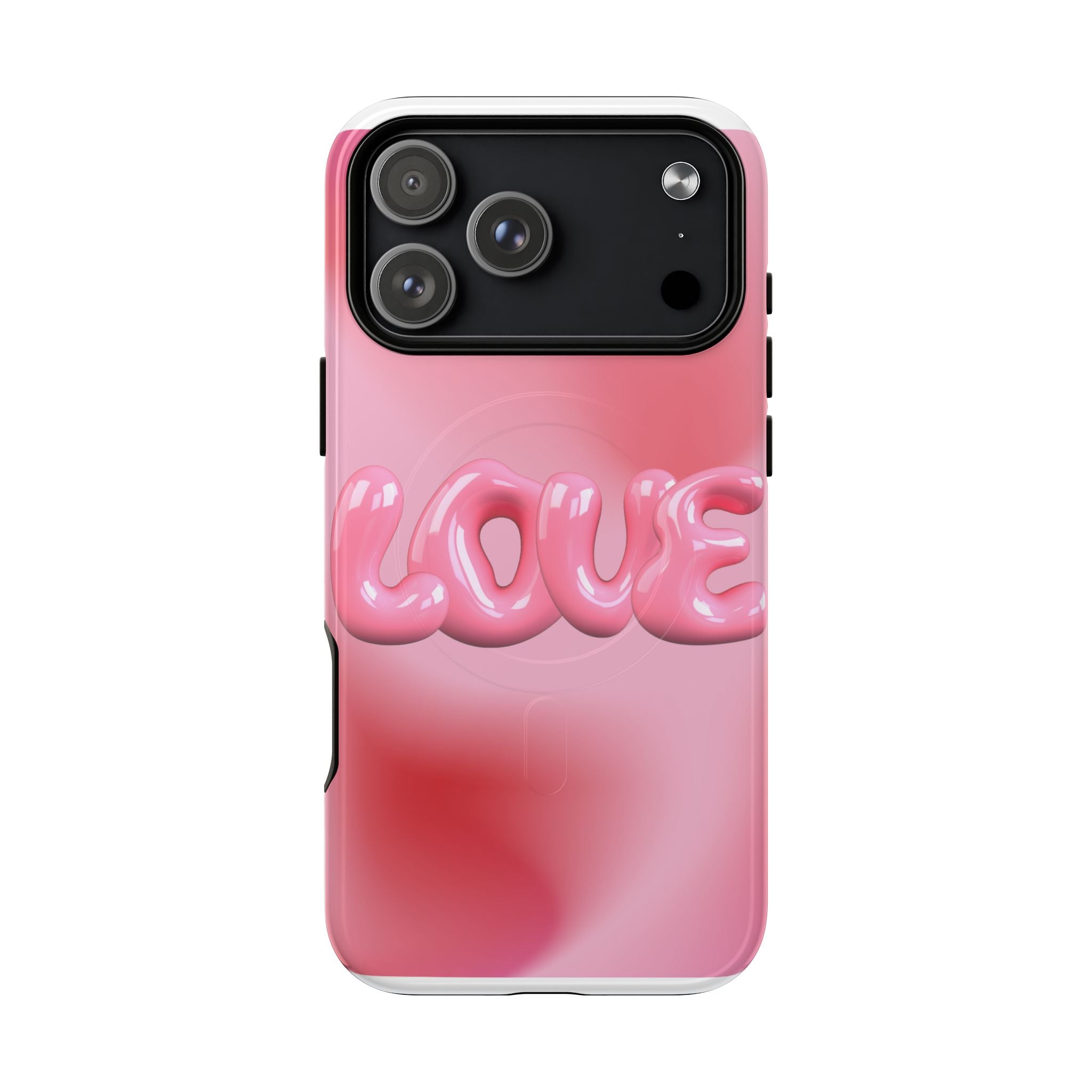 Phone Case — Pink "LOVE" 3D Bubble Tough Magnetic Protective Case
