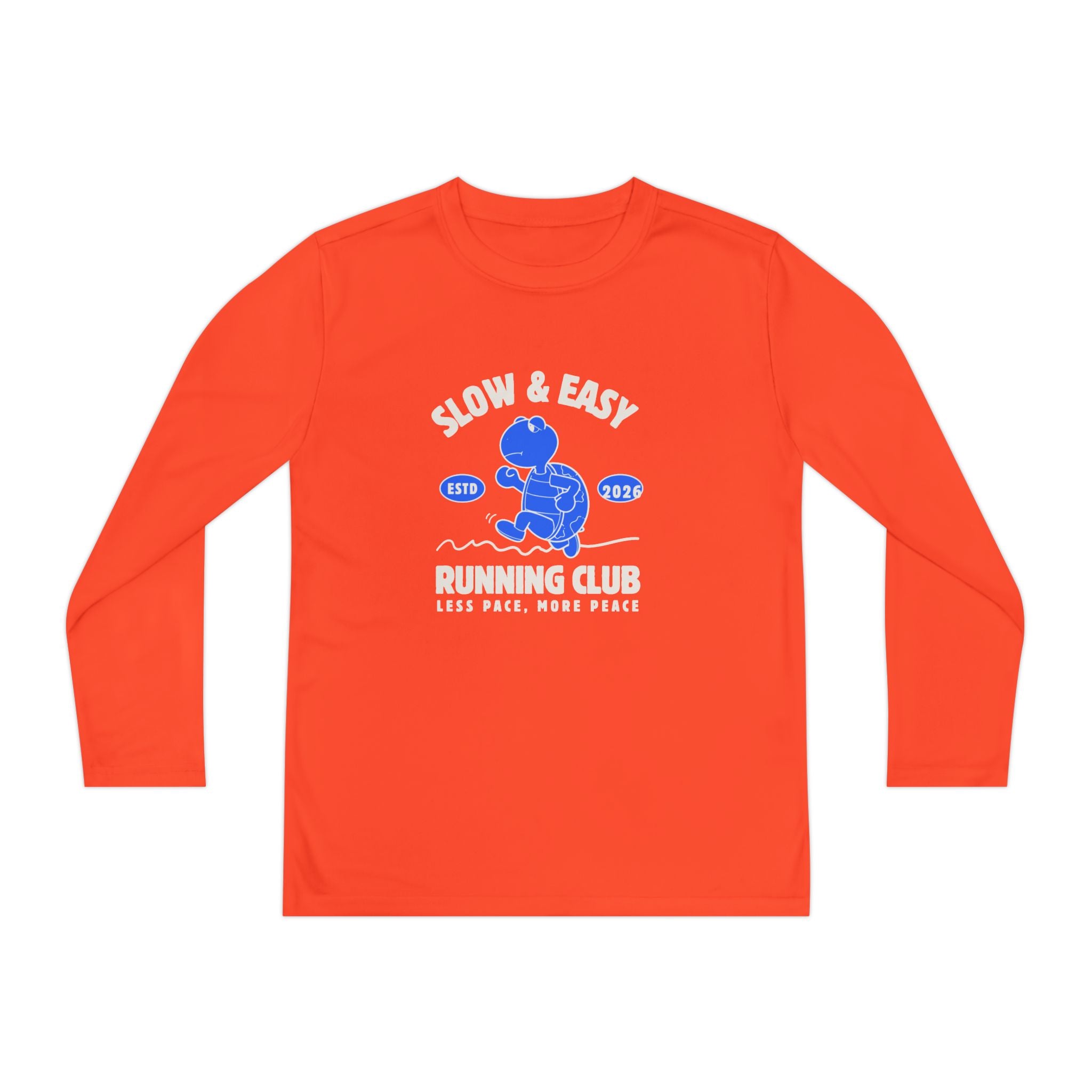 Youth Long Sleeve Tee — "Slow & Easy" Blue Turtle Surf Club Graphic
