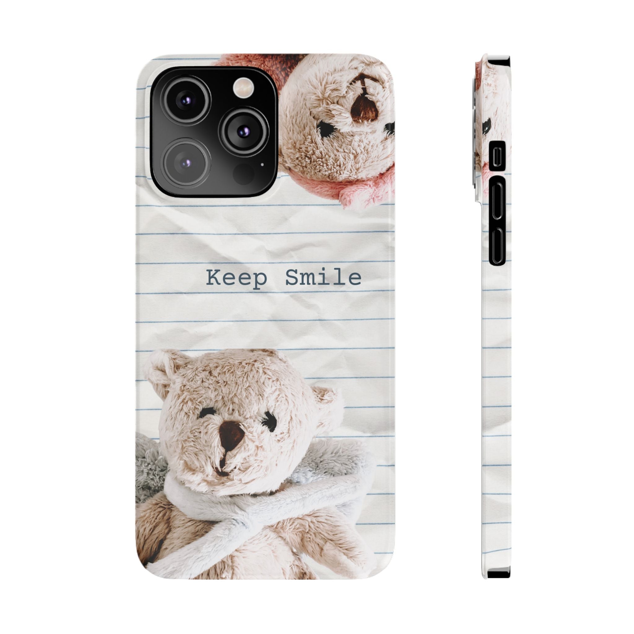 Slim Phone Case — ‘Keep Smile’ Teddy Bear Cute Protective Cover