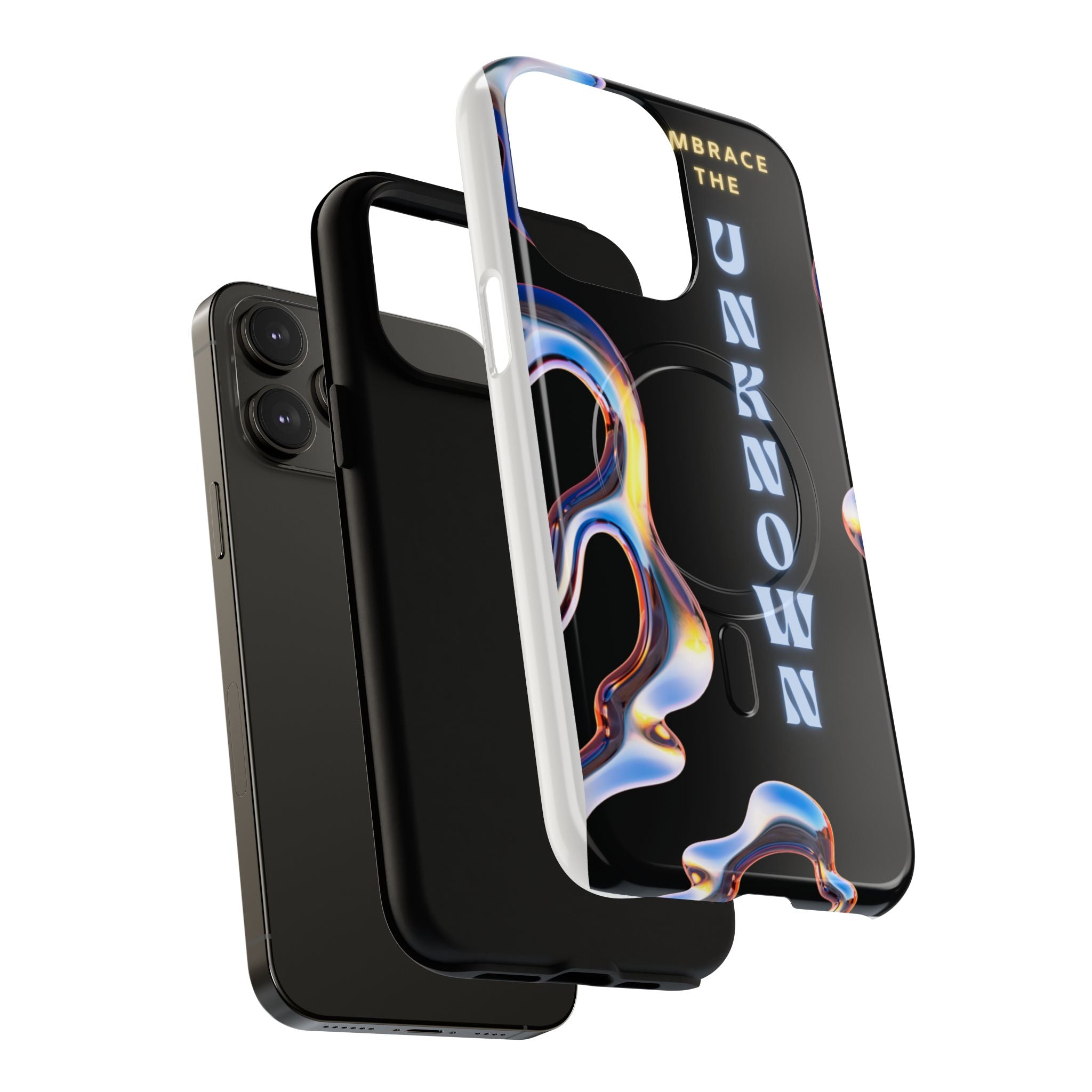 Tough Magnetic Case — "Embrace the Unknown" Black Iridescent Phone Cover