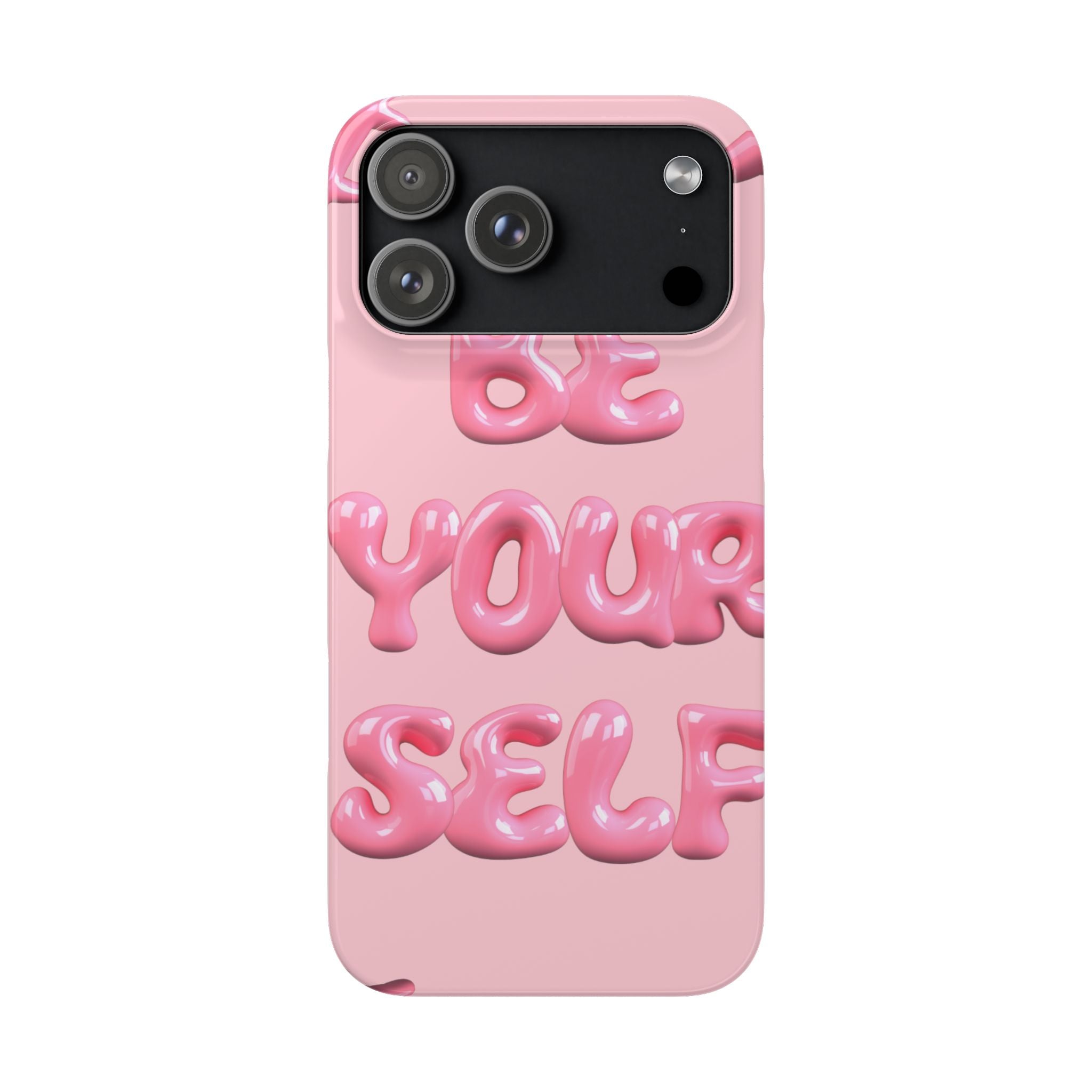 Phone Case - "Be Yourself" Pink Bubble Typography Snap Case