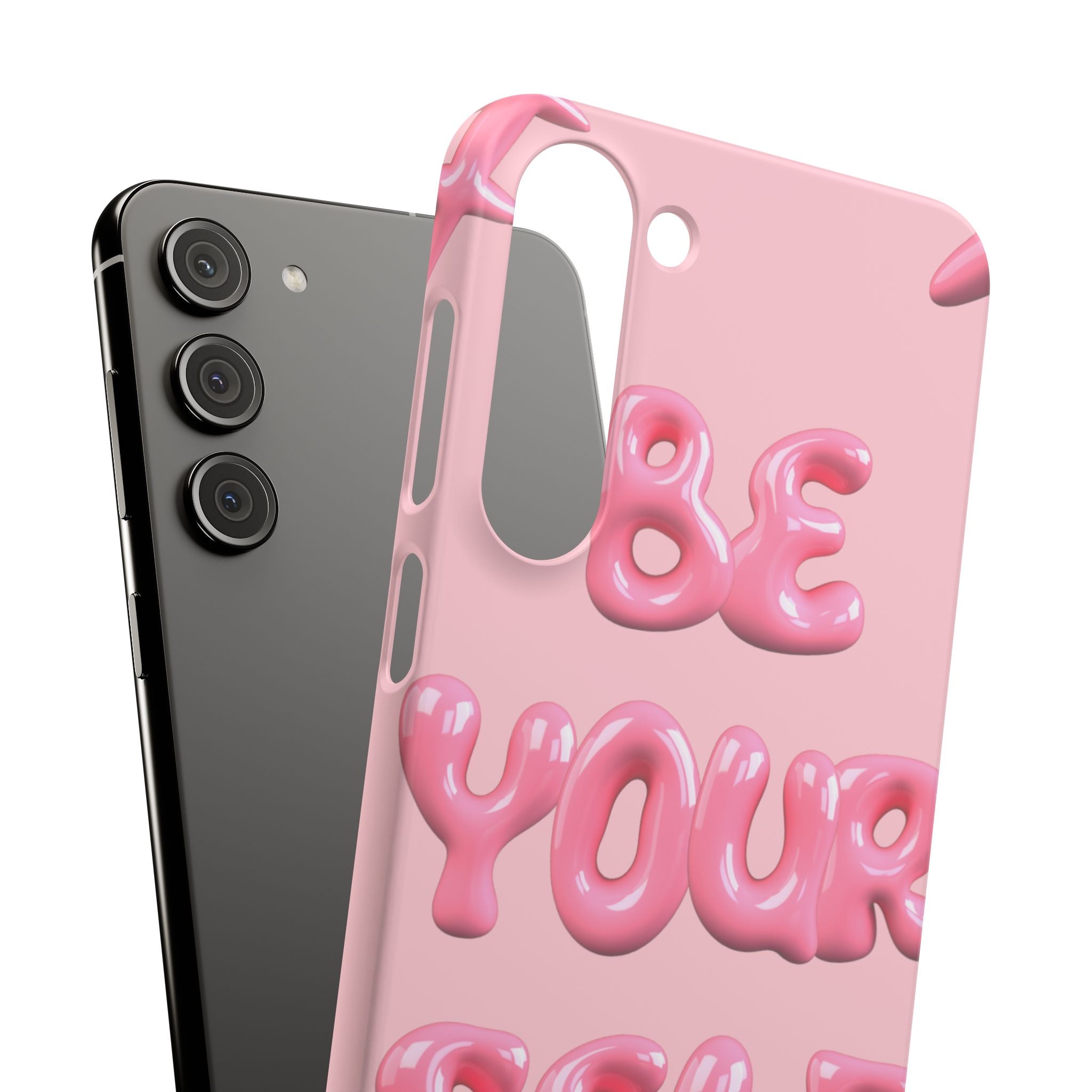 Phone Case — Pink "Be Yourself" Self-Love Protective Snap Case