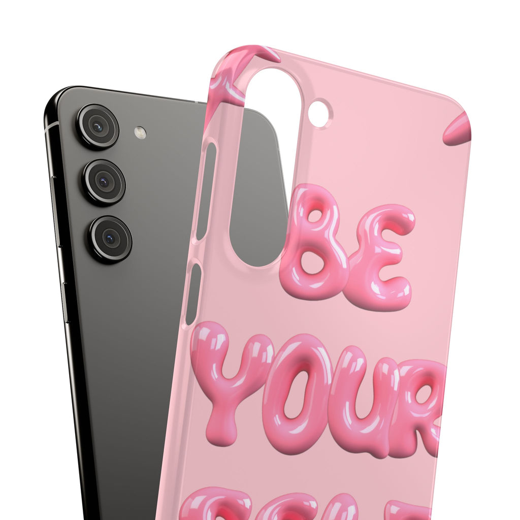 Phone Case — Pink "Be Yourself" Self-Love Protective Snap Case