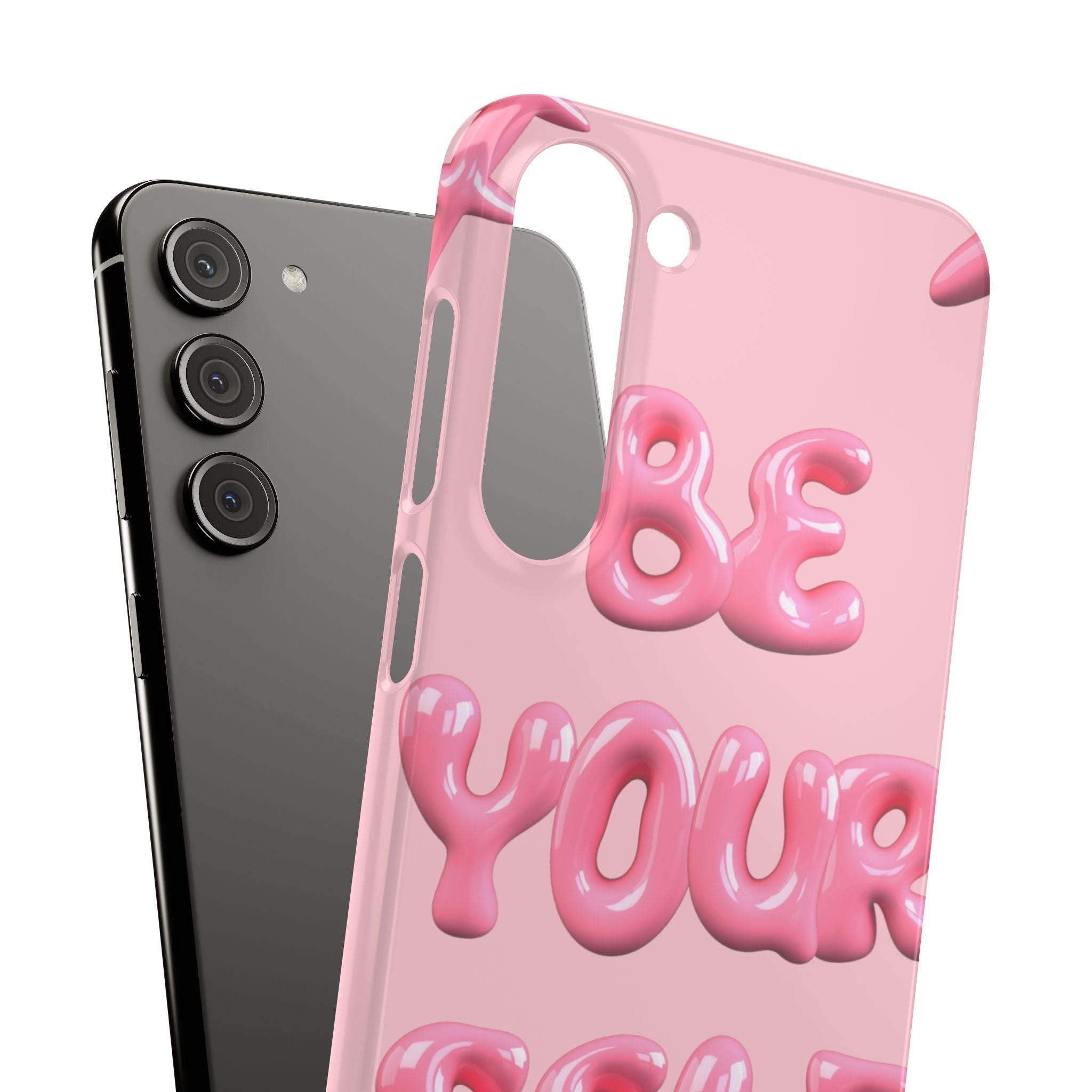 Phone Case — Pink "Be Yourself" Self-Love Protective Snap Case