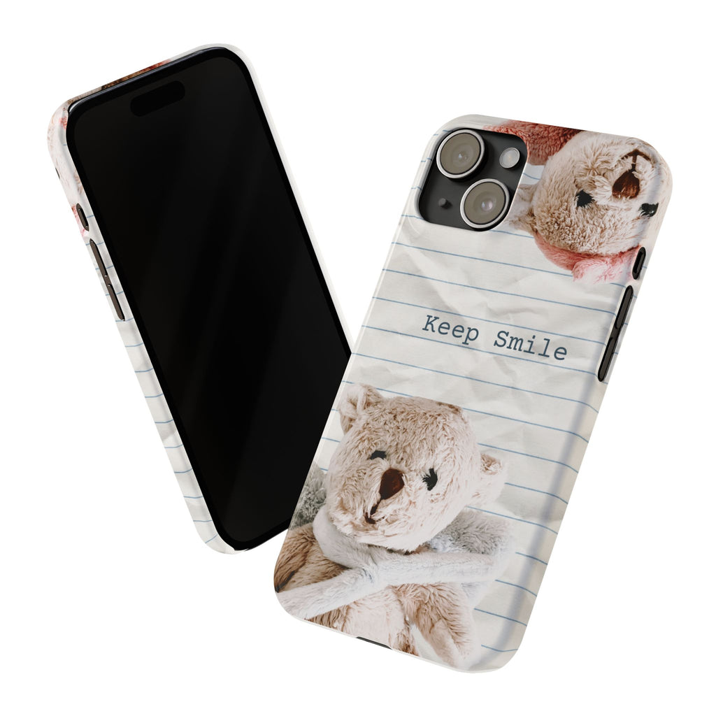 Slim Phone Case — ‘Keep Smile’ Teddy Bear Cute Protective Cover