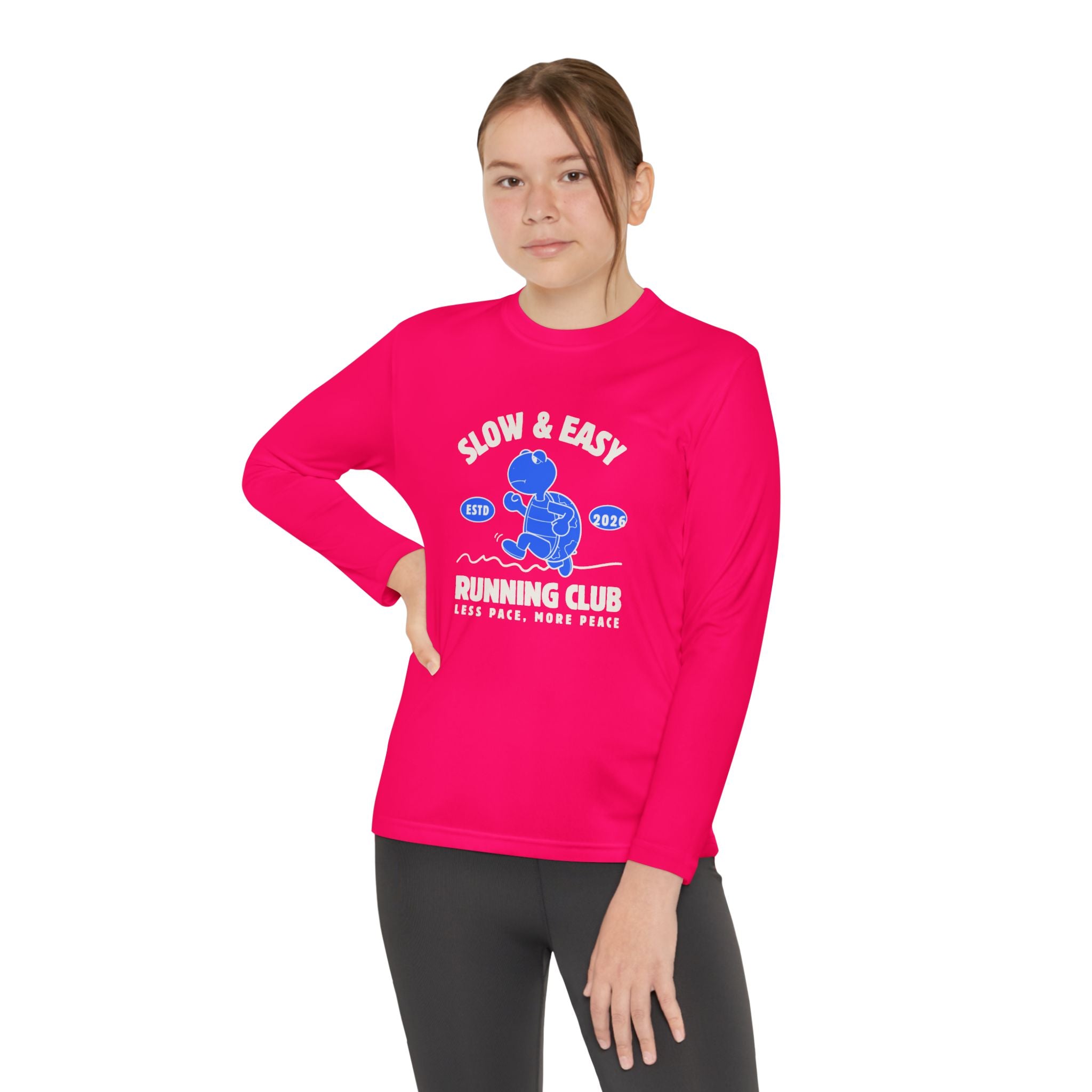 Youth Long Sleeve Tee — "Slow & Easy" Blue Turtle Surf Club Graphic