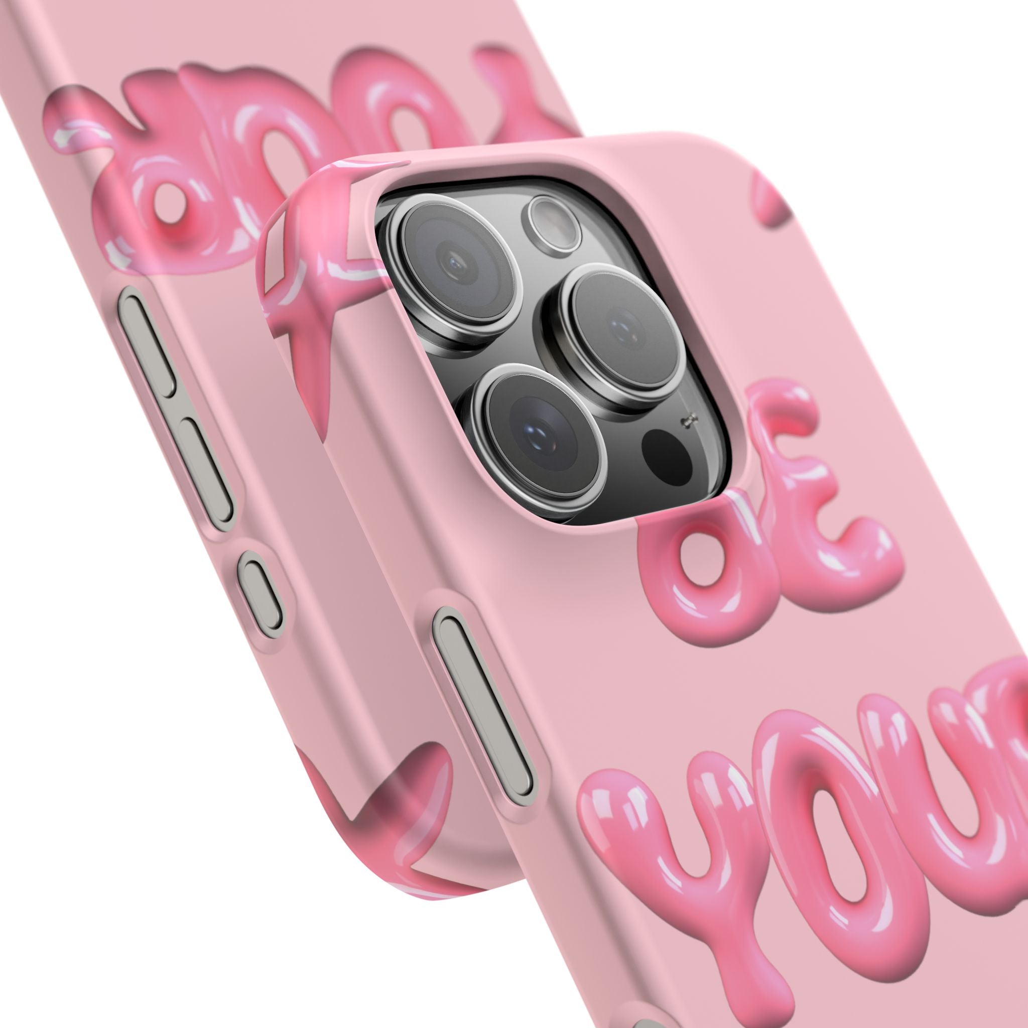 Phone Case - "Be Yourself" Pink Bubble Typography Snap Case