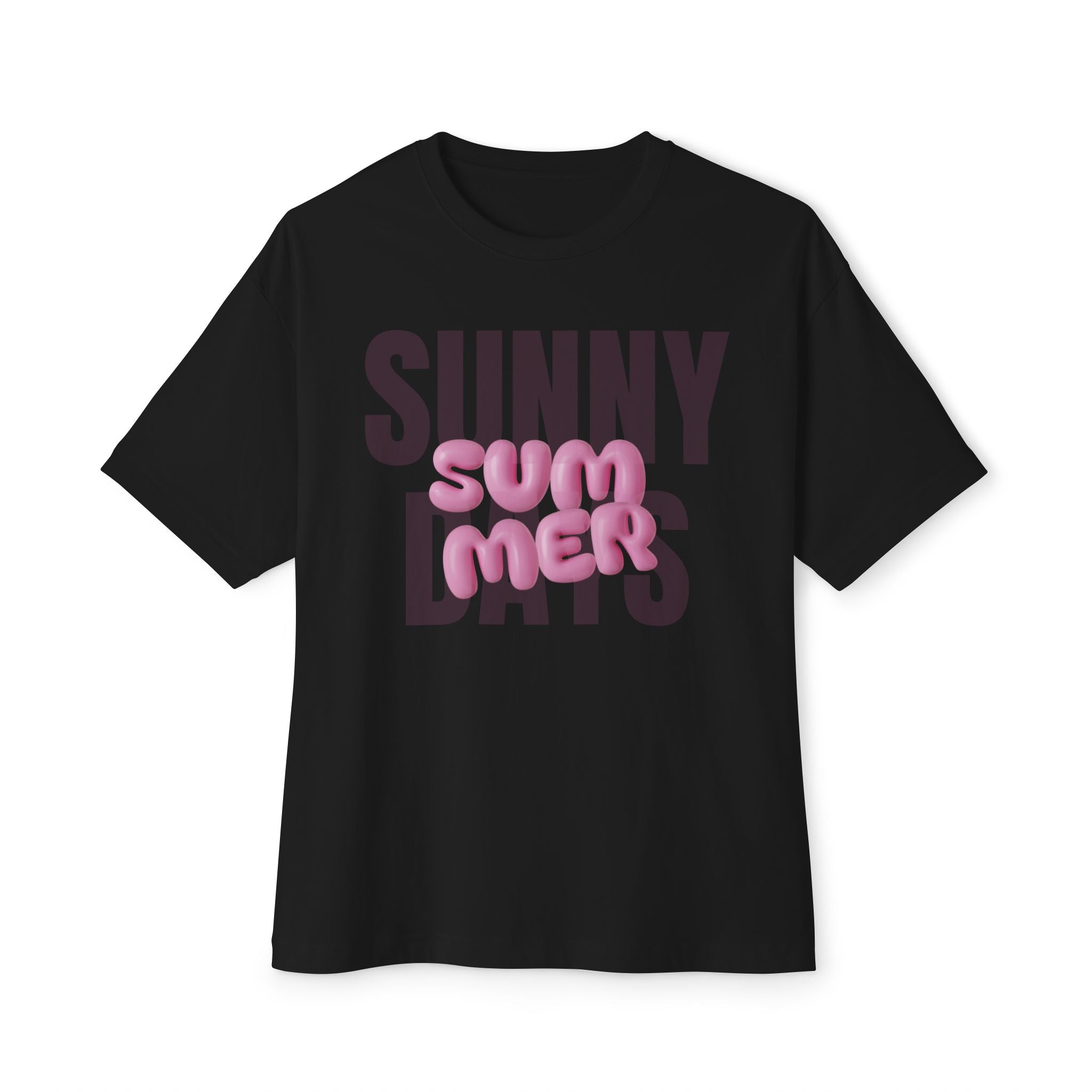 Unisex Summer Bubble Tee — Pink Puffed Letter Graphic T-Shirt