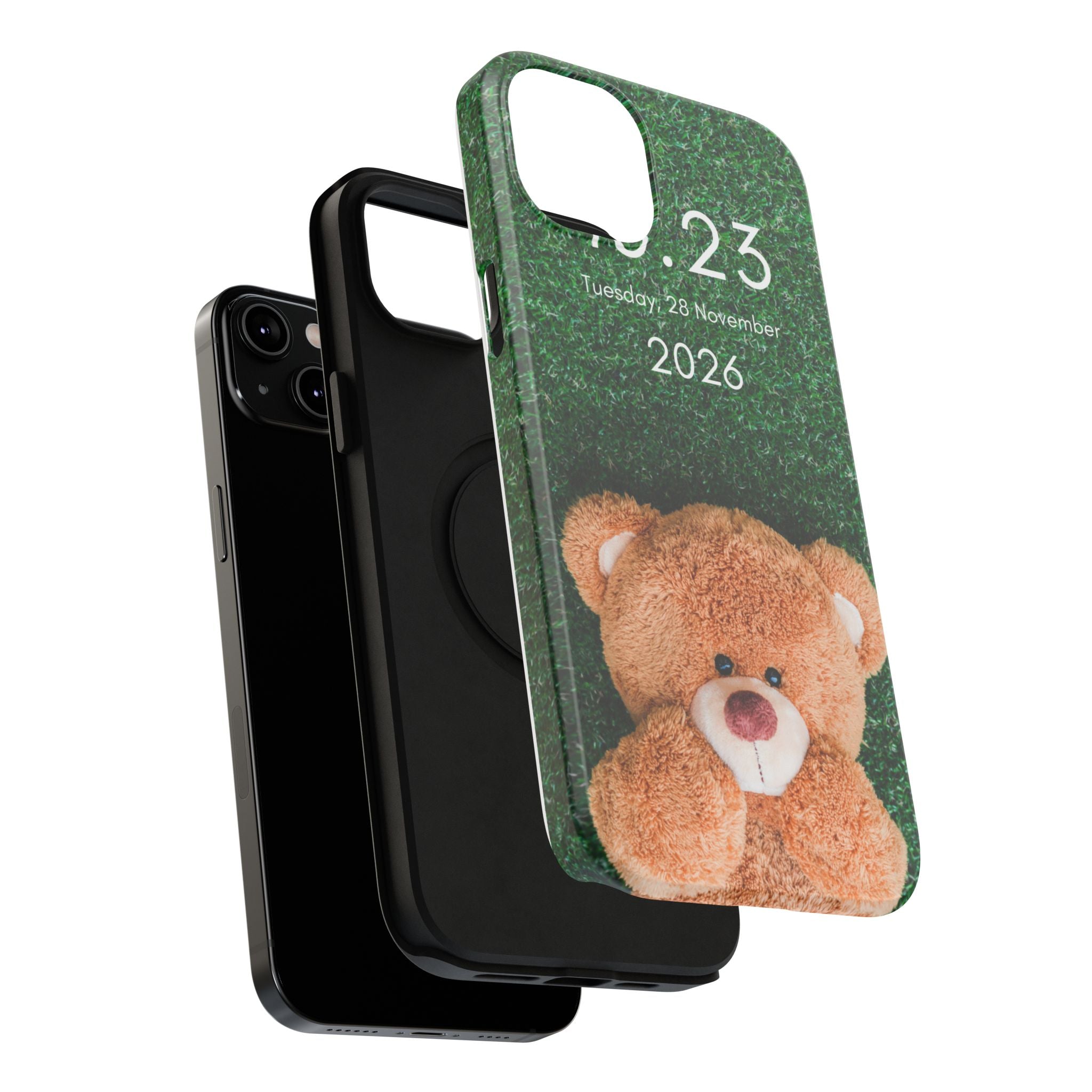 Teddy Bear Grass Phone Case — Cute Plush Toy Design Impact-Resistant Case