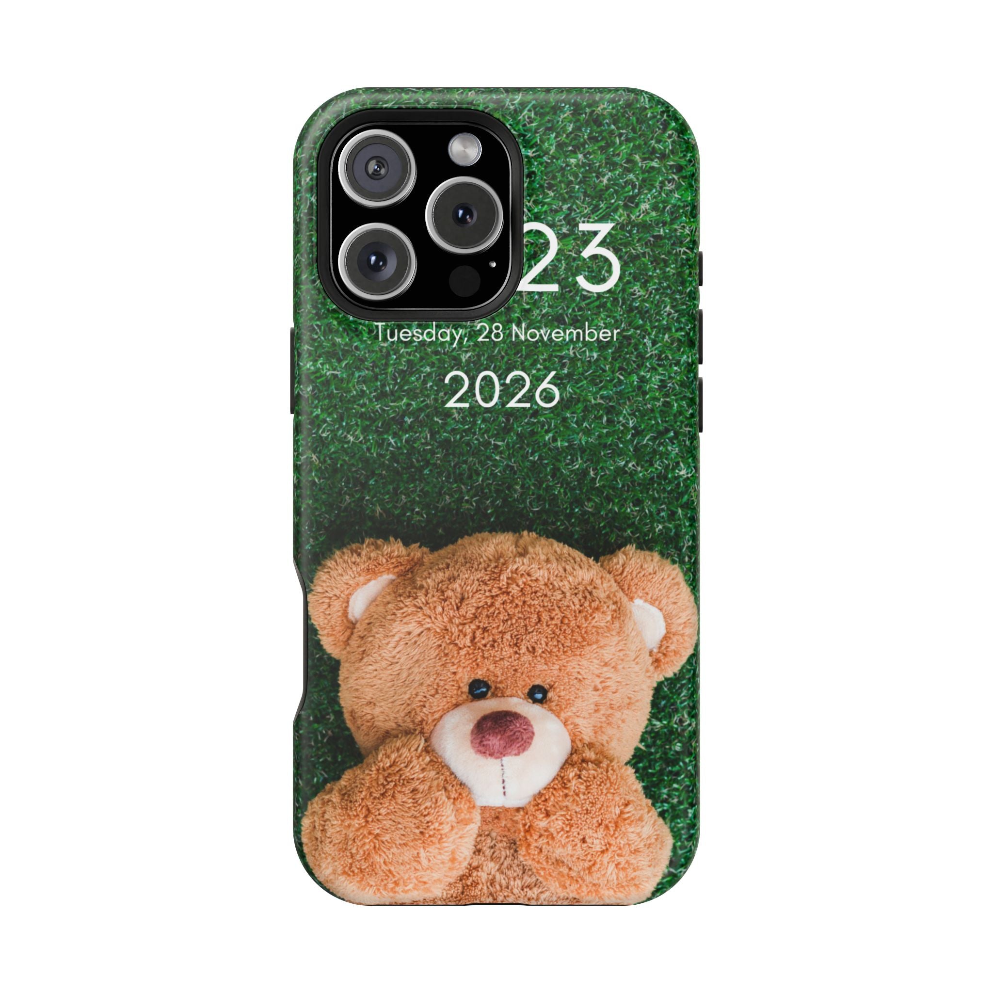 Teddy Bear Grass Phone Case — Cute Plush Toy Design Impact-Resistant Case