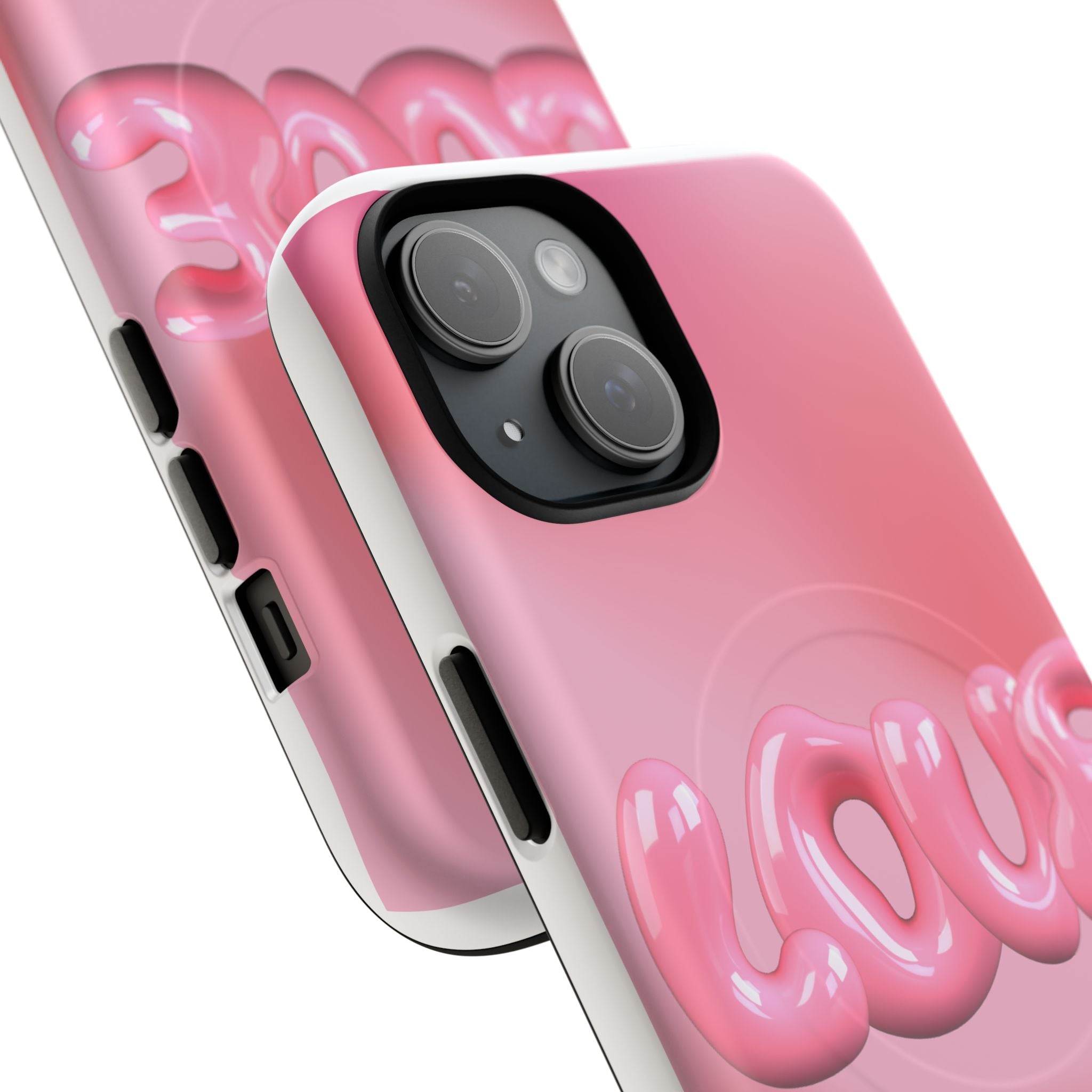 Phone Case — Pink "LOVE" 3D Bubble Tough Magnetic Protective Case