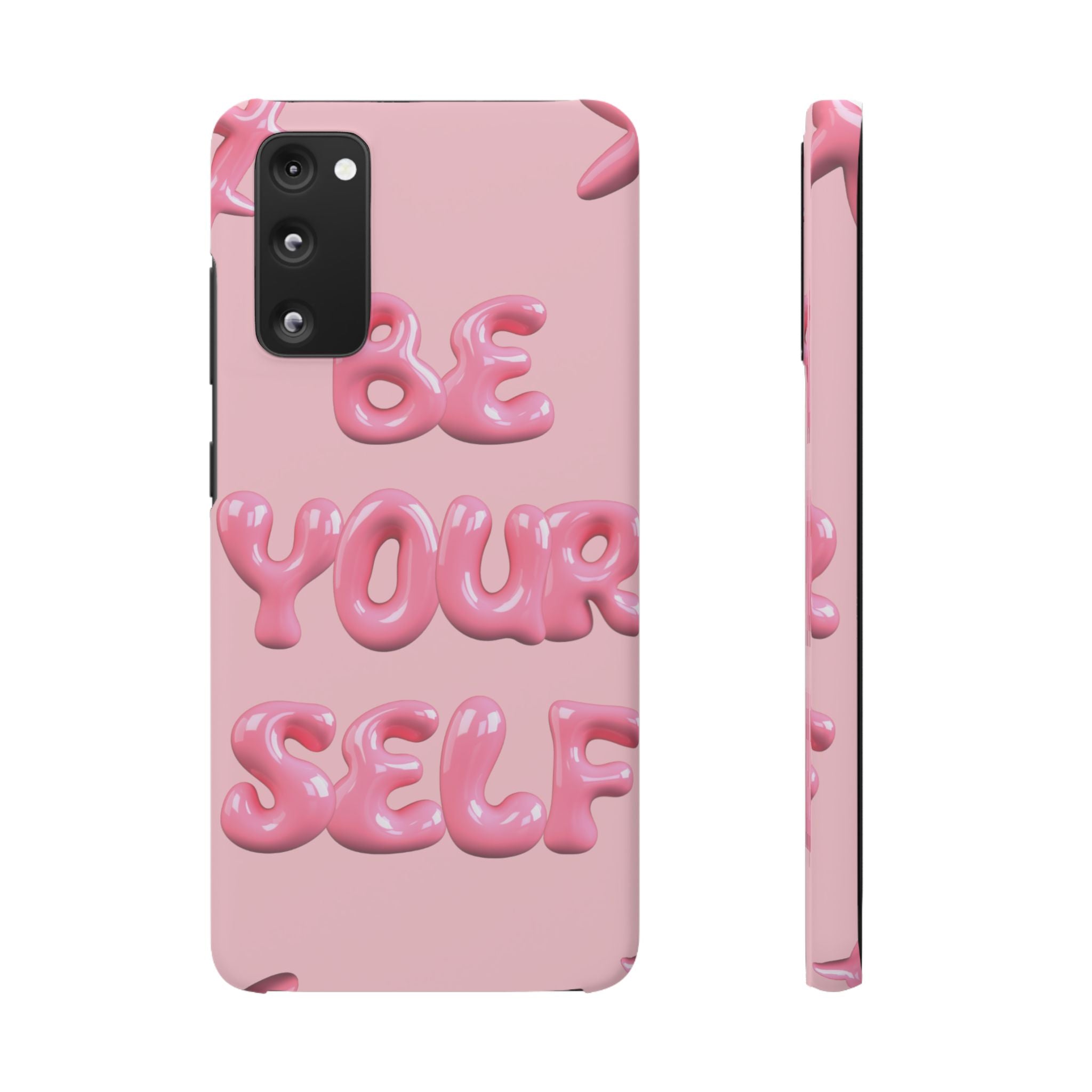 Phone Case - "Be Yourself" Pink Bubble Typography Snap Case