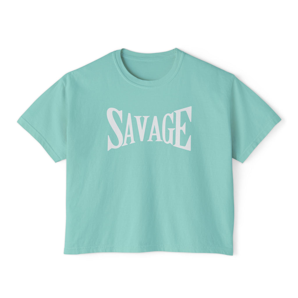 Savage Boxy Tee — Women's Trendy Graphic Crop T-Shirt