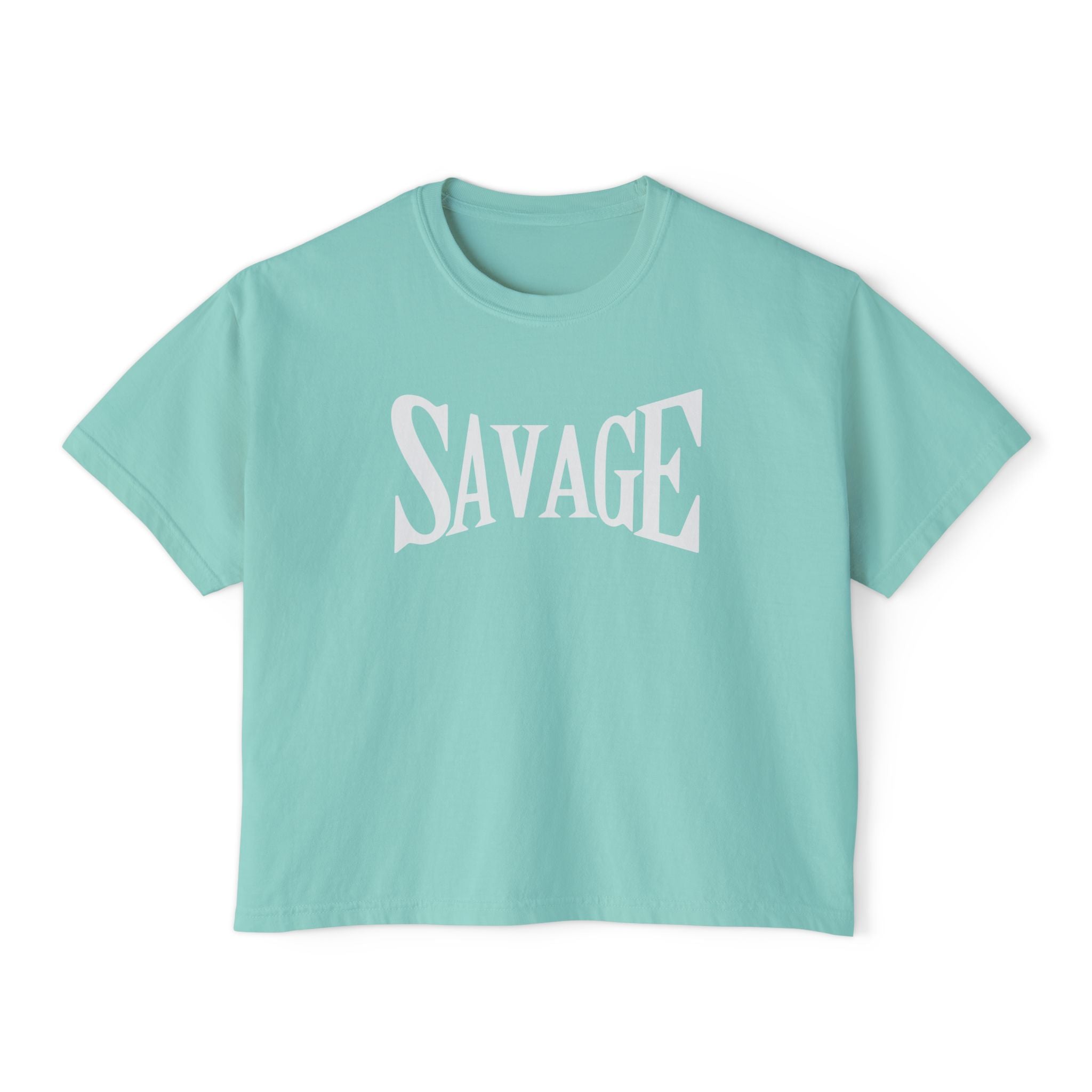 Savage Boxy Tee — Women's Trendy Graphic Crop T-Shirt
